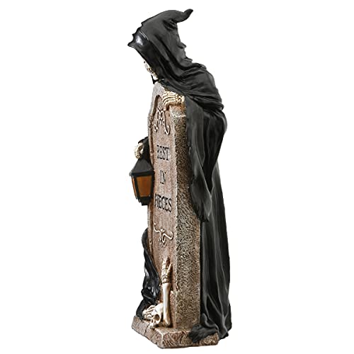 Halloween Skeleton Grim Reaper Decoration with Gravestone - 16 Inches