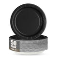 Black Disposable Paper Plates 7 Inch Set of 50 Heavy Duty Party Dinnerware