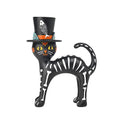 Halloween Cat Skeleton Statue - Sugar Skull Gothic Decor for Day of the Dead