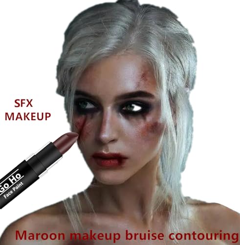 Camo Face Paint Stick & Brown Eye Black for SFX Makeup - Maroon/Brown Variation