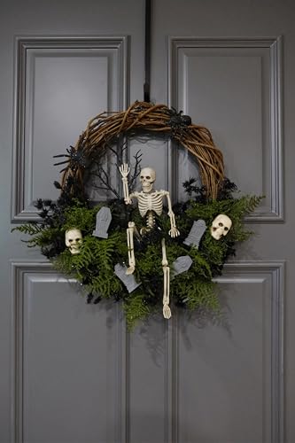 Halloween Skeleton Wreath for Front Door - Handcrafted 20-Inch Door Decor