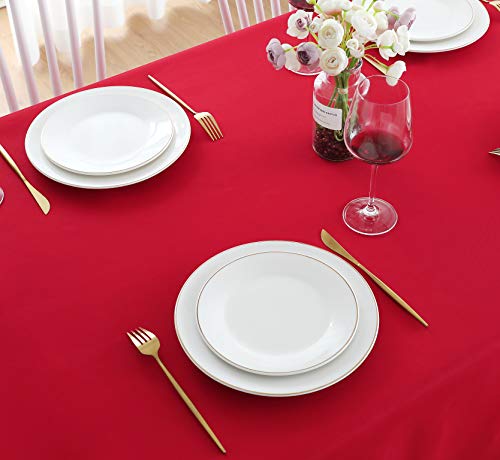 Red Rectangle Waterproof Tablecloth 60 x 120 Inches - Heavyweight Polyester