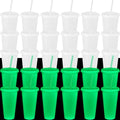 Glow in the Dark Halloween Cups - 24 oz Fluorescent Green, 30 Pack with Lids & Straws
