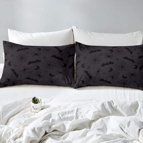 Halloween Bat Moon Bedding Set Queen Size Bed Cover with Pillowcases - Teens Kids