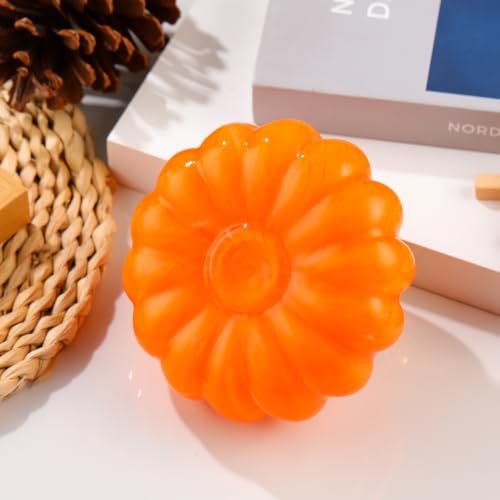 Orange Red Hand Blown Glass Pumpkin - Fall Harvest Halloween Decor - Variation of Red