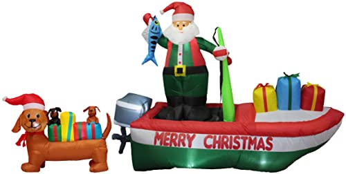 Christmas Inflatable Party Decorations Bundle - Dogs & Santa with Lights