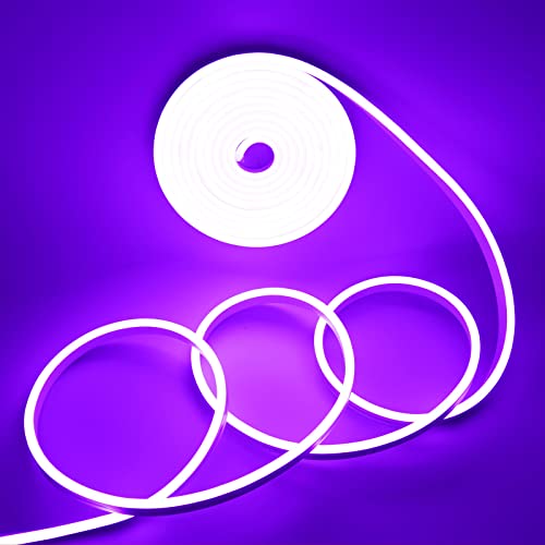 Purple LED Neon Rope Light 5M Waterproof Silicone Strip for Indoor Outdoor Signage