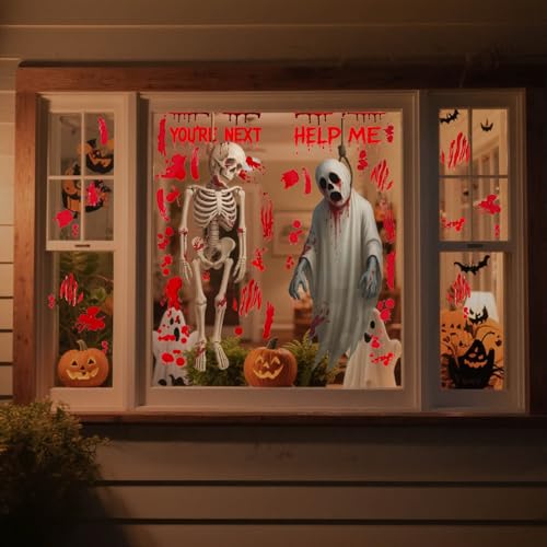 Halloween Ghosts Window Clings - Large Skeleton Halloween Decorations - Halloween Set