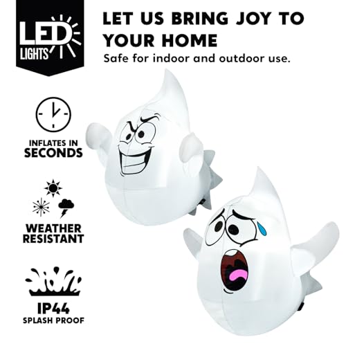 Halloween Inflatable Ghost Decoration with LEDs - Silly Ghost Variant, Outdoor & Window Decor
