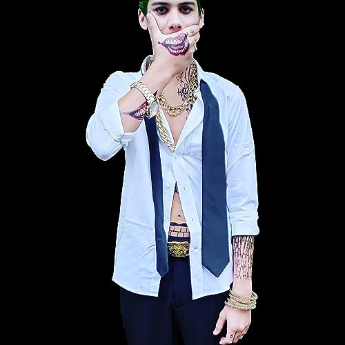 Halloween Joker Temporary Tattoos 4 Sheets Waterproof Face & Body Decals - Normal