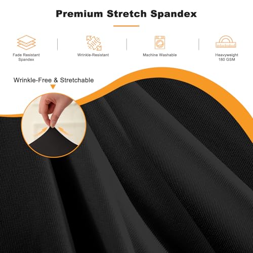 Black Round Tablecloth 72 Inch for Weddings & Events - Stretch & Wrinkle-Free
