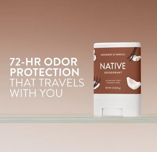 Native Deodorant - Aluminum Free Coconut & Vanilla Scent | Travel Size 0.5oz (Pack of 4)