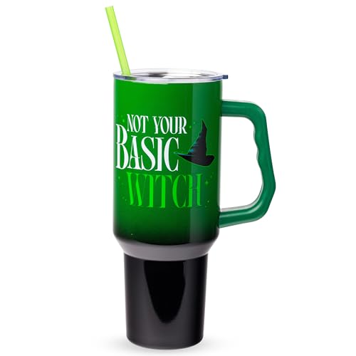 40oz Stainless Steel Tumbler with Handle - Wicked Elphaba Not Your Basic Witch Variation