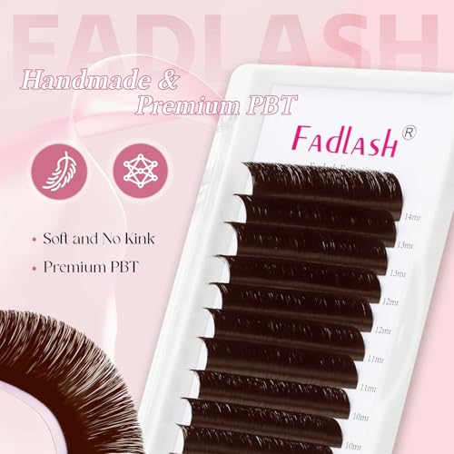 Brown Eyelash Extensions - Easy Fan Volume Lashes C Curl 8-14mm - Dark Brown