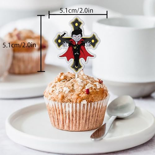 Vampire Dessert Cupcake Toppers Glitter Halloween Party Decorations 18pcs