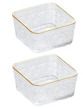 Mini Glass Candy Dish Set - Vintage Sunflower Embossed, Gold Rim, 9 OZ, 2 Pack