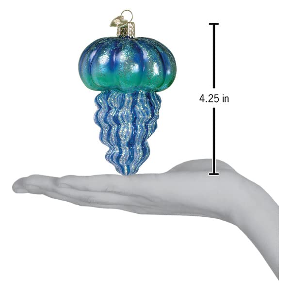 Blue Jellyfish Glass Ornament - Handcrafted Holiday Tree Decoration