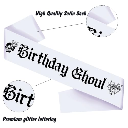 Black Glitter Birthday Ghoul Sash for Halloween & Gothic Parties