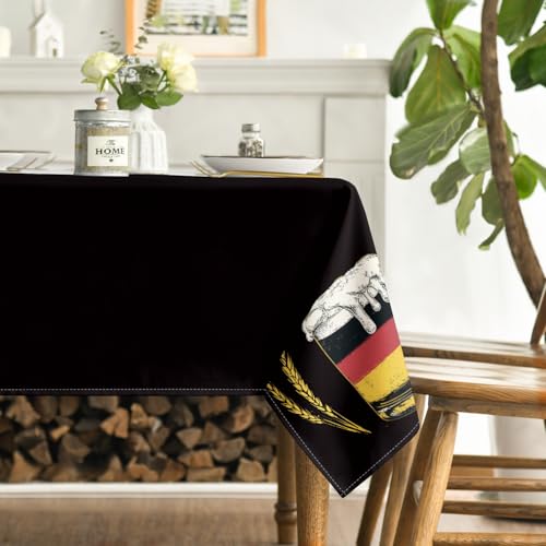 Oktoberfest Tablecloth 60x84 Inch Rectangular Black Beer Party Decor