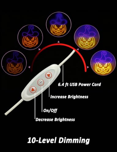 Halloween Neon Sign Pumpkin Witch Hat Variation - Spooky Party Decor