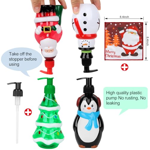 Christmas Bathroom Decorations - Simple Merry Christmas Soap Dispenser - Refillable Hand Pump, 4 Variations