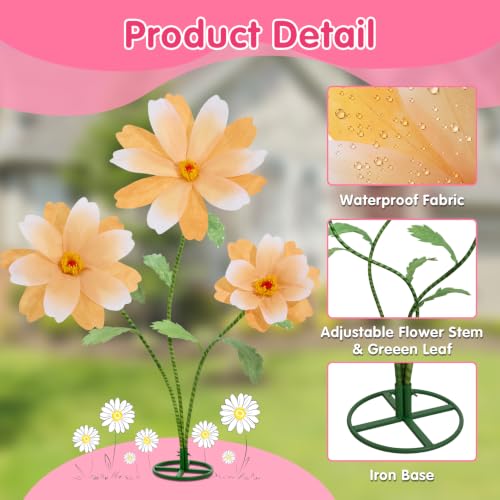 Giant Artificial Daisy Flowers with Stand - Gradient Orange Yellow, 5.9 ft Tall for Wedding Garden Party Decor