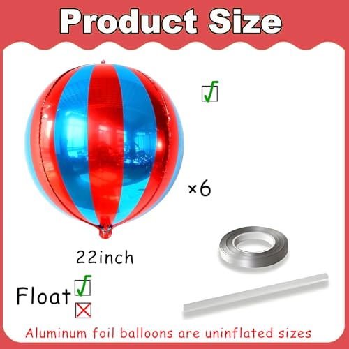 Red and Blue 4D Balloon Set for Circus Carnival Party Decorations - Variation: Red, Blue