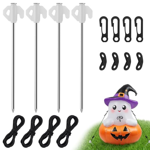 12 Pack Metal Inflatable Stakes for Halloween Decorations - 7.9 Inch