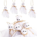 12 Pack Halloween Hanging Ghost Ornaments - 4 Inch Rustic Yard Decor for Haunted House & Party