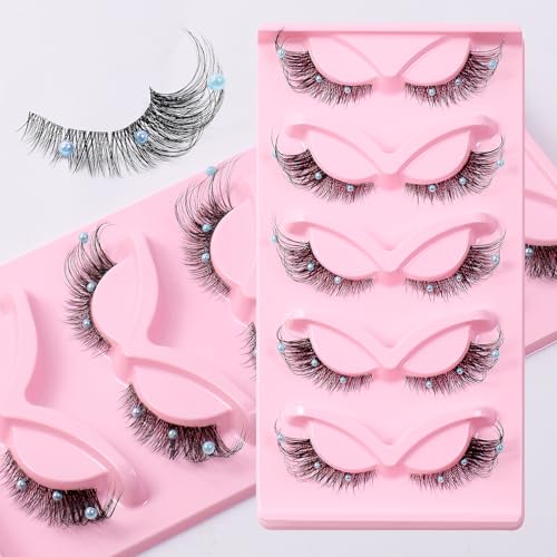 Blue Pearl Eyelash Clusters with Faux Mink Lashes - DIY Lash Extension Kit