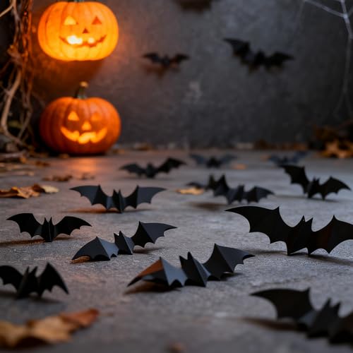 Halloween Bat Wall Decals - 80pcs 3D Spooky Indoor Outdoor Decor Set