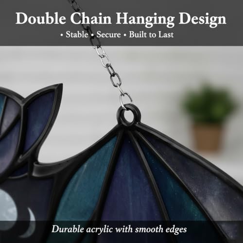 Bat Car Charm Suncatcher - Gothic Bat Rearview Mirror Ornament, Halloween Gift - Bat 9