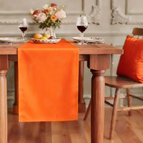 Orange Waterproof Decorative Table Runner 108 Inches Long - FOLINS&HOME