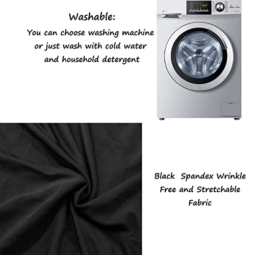 8 Pack 5FT Black Spandex Round Tablecloths - Fitted Stretchable Cover for Wedding & Events