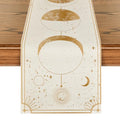 Beige Astrology Moon Magic Art Table Runner 13x72 Inch - Gothic Home Decor