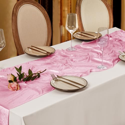 Pink Velvet Table Runner 20x120 Inches - Elegant Dining Decor