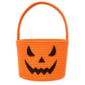 Halloween Trick or Treat Basket - Durable Cotton Rope Candy Container, 6.3x9 Inches
