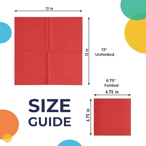 Party Solids Red Luncheon Paper Napkins Bulk 300 Pcs - Disposable, 2-Ply, Absorbent for Parties