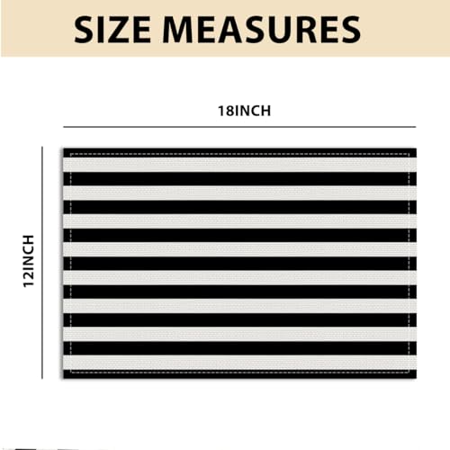 Black and White Striped Placemats Set of 4 - Kitchen Table Decor