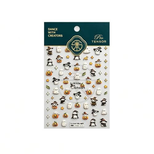 Halloween Nail Stickers 5D Embossed Ghost Pumpkin Nail Art Decals Style-6
