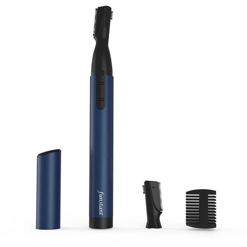 Funstant Upgraded Eyebrow Trimmer for Men, Precision Detailer Battery-Operated Eyebrow Razor and Shaper, Electric Facial Hair Trimmer with Comb, Dual-Blade Grooming Tool, No Pulling Sensation