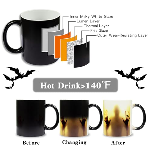 Color Changing Zombie Coffee Mug - Horror Movie Gift, 11oz Heat-Sensitive Cup