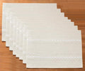 Hemstitched Ivory Cotton Linen Placemats Set of 8 - Embroidered Table Decor
