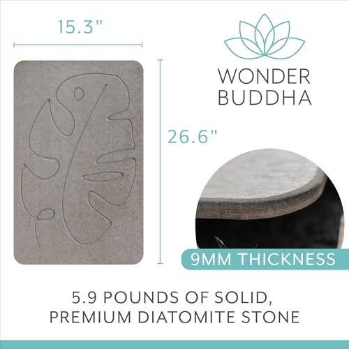 Diatomaceous Earth Bath Mat with Non-Slip Backing - Palm Pattern, Quick Dry, 26.6" x 15.3"