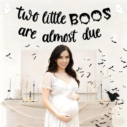 Halloween Twins Bunting Banner with Ghosts - Baby Shower & Party Decor