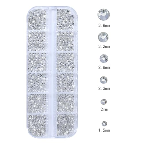 16# White Nail Rhinestones Kit - Multi-Shape Flat Back Crystals for Manicure & Nail Art