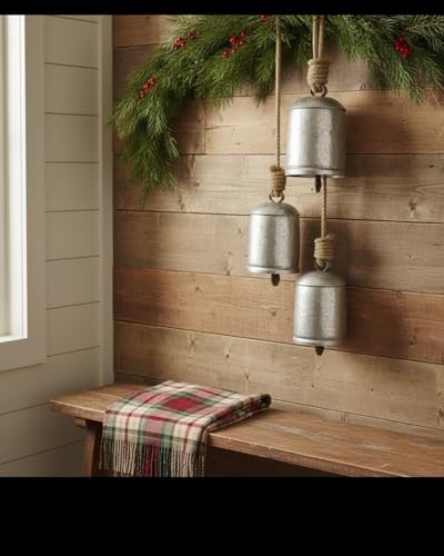 Rustic Silver Christmas Bell Cow Bells Harmony Giant Vintage