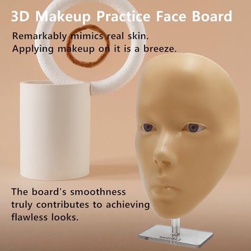 Makeup Practice Face Mannequin Silicone Full Face - Reusable for Artists, C01