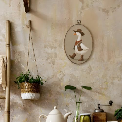 Western Cowboy Goose Nursery Wall Art - Oval Canvas Decor, Animal19 Variation