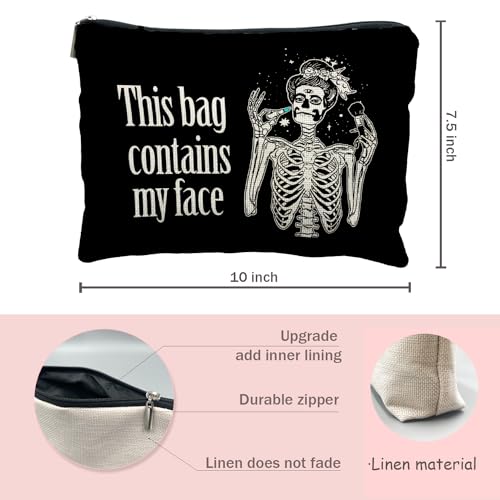 Black Gothic Makeup Bag for Women Halloween Witchy Cosmetic Pouch